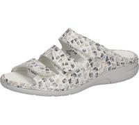 Pantolette WALDLÄUFER "Gunna", Damen, Gr. 4,5 (37,5), weiß (sanftes weiß kombiniert), Nubukleder, metallic, Schuhe Pantolette, Keilabsatz, Sommerschuh, Schlappen in bequemer Schuhweite G (47847851-4,5