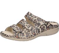 Pantolette WALDLÄUFER "Gunna", Damen, Gr. 6,5, leo, Nubukleder, Schuhe Pantolette, Keilabsatz, Sommerschuh, Schlappen in bequemer Schuhweite G (47163347-6,5) leo