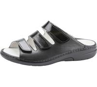 Pantolette WALDLÄUFER "GUNNA", Damen, Gr. 6,5, schwarz, Lackleder, Nappaleder, glänzend, unifarben, Schuhe Pantolette, Komfortschuh, Klettschuh, Hausschuh in Bequemweite G (= weit) (45551265-6,5)