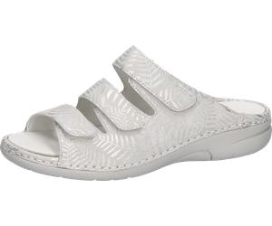 Pantolette WALDLÄUFER "GUNNA", Damen, Gr. 6,5, weiß, Veloursleder, metallic, Schuhe Pantolette, Klettschuh, Sommerschuh, Komfortschuh in Bequemweite G (= weit) (78697512-6,5) weiß