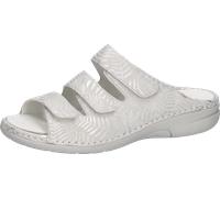 Pantolette WALDLÄUFER "GUNNA", Damen, Gr. 7,5 (41), weiß, Veloursleder, metallic, Schuhe Pantolette, Klettschuh, Sommerschuh, Komfortschuh in Bequemweite G (= weit) (78697512-7,5) weiß