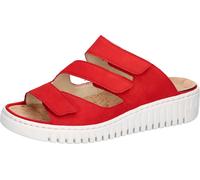 Pantolette WALDLÄUFER "H-WILLOW", Damen, Gr. 6,5, rot, Nubukleder, unifarben, Basic, Schuhe Pantolette, Sommerschuh, Hausschuh, Keilabsatz, mit Korkfußbett, H-Weite (63588718-6,5) rot