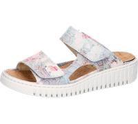 Pantolette WALDLÄUFER "H-WILLOW", Damen, Gr. 7 (40,5), multicolor, Veloursleder, mehrfarbig, Schuhe Pantolette, Sommerschuh, Hausschuh, Keilpantolette in Komfortweite H (= sehr weit) (83290247-7) mult