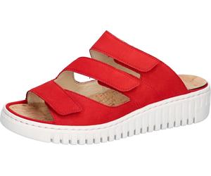 Pantolette WALDLÄUFER "H-WILLOW", Herren, Gr. 6 (39), rot, Nubukleder, unifarben, Basic, Schuhe Pantolette, Sommerschuh, Hausschuh, Keilabsatz, mit Korkfußbett, H-Weite (63588718-6) rot