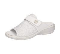 Pantolette WALDLÄUFER "HERIA", Damen, Gr. 5 (38), weiß, Nappaleder, Textil, geblümt, Schuhe Pantolette, Bequemschuh, Sommerschuh in Komfortweite H, Orthotritt (65982364-5)