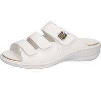 Pantolette WALDLÄUFER "Heria", Damen, Gr. 6,5, weiß, Glattleder, Schuhe Pantolette, Keilabsatz, Sommerschuh, Schlappen in Weite H, Klettverschlüsse (37094860-6,5)