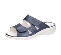 Pantolette WALDLÄUFER "HERIA", Damen, Gr. 7 (40,5), blau (jeansblau), Veloursleder, unifarben, Schuhe Pantolette, Hausschuh, Bequemschuh, Sommerschuh in Komfortweite H (= sehr weit) (46329518-7)