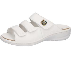 Pantolette WALDLÄUFER "Heria", Damen, Gr. 7 (40,5), weiß, Glattleder, Schuhe Pantolette, Keilabsatz, Sommerschuh, Schlappen in Weite H, Klettverschlüsse (37094860-7)