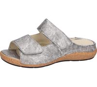Pantolette WALDLÄUFER "K-Heliett", Damen, Gr. 3,5 (36), silber (silberfarben), Glattleder, metallic, Schuhe Pantolette, Keilabsatz, Sommerschuh, Schlappen, Klettverschlüsse, K-Weite (76697016-3,5)
