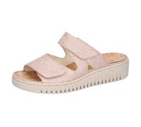 Pantolette WALDLÄUFER "K-VALERIE", Damen, Gr. 3,5 (36), rot (apricot), Veloursleder, metallic, Basic, Schuhe Pantolette, Sommerschuh, Strandschuh, Hausschuh mit Klettverschlüssen, K-Weite (73859941-3,