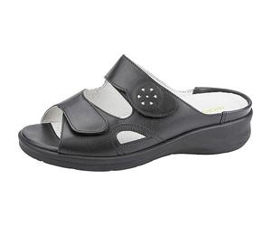 Pantolette WALDLÄUFER "Merle", Damen, Gr. 4,5 (37,5), silber (schwarz, silberfarben), Nappaleder, Textil, unifarben mit Farbeinsatz, Schuhe Pantolette, Hausschuh, Bequemschuh, Keilpantolette mit Klett