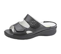 Pantolette WALDLÄUFER "Merle", Herren, Gr. 6,5, silber (schwarz, silberfarben), Nappaleder, Textil, unifarben mit Farbeinsatz, Schuhe Pantolette, Hausschuh, Bequemschuh, Keilpantolette mit Klettversch