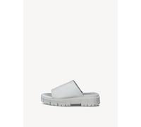 Tamaris Damen-Pantolette M2725242 Plateau Leder Blockabsatz Offwhite Uni Größe 41