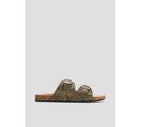 Pantoletten aus Rindsleder mit Dornschließe 36 schwarz|silber 6009160.098.36