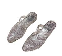Pantoletten Damen Casual Slip On Jelly Sandalen Trendy Flip Flops Spaß Dicker Absatz Kristall Flach Anti-Rutsch Hausschuhe Indoor/Outdoor Pantoletten Badeschuhe Für Sommerurlaub