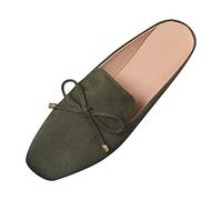 Pantoletten Damen Hausschuhe Damen-Clogs aus Veloursleder Vorne-Geschlossene Hinten Offen Flache Slipper Sommer Rutschfest Freizeit Wildleder-Optik Freizeitschuhe Lässig Elegant Büro Damenschuhe
