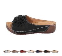 Pantoletten Damen Hausschuhe Frauen Pantoffeln Keilabsatz Vintage Sommerschuhe mit Fussbett Sandaletten Bequem Römer Boho Sandalen Bequeme Strandsandalen Elegant Hausschlappen
