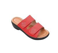 Pantoletten Damen Plateau Sandalen mit Keilabsatz Sommerschuhe mit Verstellbare Klettverschluss Schlappen Fischmaul Peep Toe Sandaletten Orthopädische Hausschuhe Freizeit Atmungsaktiv Strandschuhe