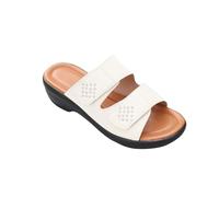 Pantoletten Damen Plateau Sandalen mit Keilabsatz Sommerschuhe mit Verstellbare Klettverschluss Schlappen Fischmaul Peep Toe Sandaletten Orthopädische Hausschuhe Freizeit Atmungsaktiv Strandschuhe