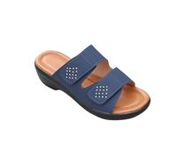 Pantoletten Damen Plateau Sandalen mit Keilabsatz Sommerschuhe mit Verstellbare Klettverschluss Schlappen Fischmaul Peep Toe Sandaletten Orthopädische Hausschuhe Freizeit Atmungsaktiv Strandschuhe