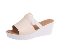 Pantoletten Damen Sommer Mit Absatz Keilsandalen Damen Weiß Plateau Sandalen Weite H Sandalen Dicke Sohle Sandaletten Ohne Absatz Sandalen Damenschuhe/Sommerschuhe/Strandsandalen/Flip Flop