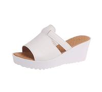 Pantoletten Damen Sommer Mit Absatz Keilsandalen Damen Weiß Plateau Sandalen Weite H Sandalen Dicke Sohle Sandaletten Ohne Absatz Sandalen Damenschuhe/Sommerschuhe/Strandsandalen/Flip Flop