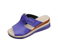 Pantoletten Damen Sommer Sandalen mit Keilabsatz Casual Platform Open Toe Schuhe Keilabsatz Rutschfest Schlappen Slipper Dickbesohlte Sommerschuhe Modische Klassische Hausschlappen Damenpantolette