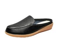 Pantoletten Damen Vorne Geschlossen Hausschuhe Vintage Weiches Leder Halbschuhe Sommer Rutschfest Loafers Flache Schuhe Wanderschuhe Freizeit Atmungsaktives Lauflernschuhe Freizeitschuhe Damenschuhe