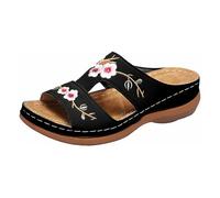 Pantoletten Damen Weiches Fussbett Fußgewölbe Unterstützung Orthopädische Keilabsatz Sandalen Atmungsaktive Pantoffeln Frauen Plateausandalen Bequeme Hausschuhe Sommerschlappen Damenpantolette