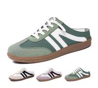 Pantoletten für Damen, bequeme Schnürung, Slipper, rückenfreie Schuhe, weiche, sportliche Pantoletten, zum Reinschlüpfen, lässig, atmungsaktiv, Netz-Tennisschuhe, grün, 36 EU