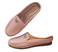 Pantoletten für Damen, weich, bequem, Leder, orthopädische Schlupfschuhe, niedliche Schleife, rückenfrei, Halbschuhe, Frühling, Business, Freizeit, Kleid, rose, 38 EU