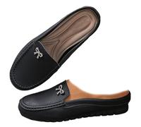 Pantoletten für Damen, weich, bequem, Leder, orthopädische Schlupfschuhe, niedliche Schleife, rückenfrei, Halbschuhe, Frühling, Business, Freizeit, Kleid, Schwarz , 36 EU