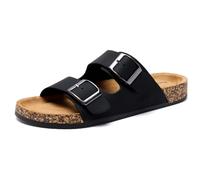 Pantoletten Herren Hausschuhe Schlappen Latschen Sandalen Fußgewölbeunterstützung Verstellbarer Slipper Flache Pantoffel Schnallenriemen Kork-Fußbett