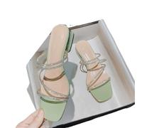 Pantoletten Strass Sandalen Kristall-Schmalband-Sandalen for Damen mit niedrigem Absatz