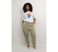 KAFFE CURVE Pants Suiting KCmerla Damen Pants Hosen Größe Größen Weites Bein Business High Waist Hose Vetiver 52
