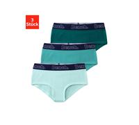 Panty BENCH., Mädchen, Gr. 122/128, 3 Stk., bunt (helltürkis, dunkeltürkis, grün), Jersey, Obermaterial: 92% Baumwolle, 8% Elasthan (LYCRA), unifarben, körpernah, Unterhosen Panty, mit kontrastfarbige