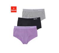 Panty BENCH., Mädchen, Gr. 158/164, 3 Stk., lila (lila, schwarz, grau), Jersey, Obermaterial: 92% Baumwolle, 8% Elasthan, unifarben, körpernah, Unterhosen Panty, mit weichen Taillenbündchen (40827069-