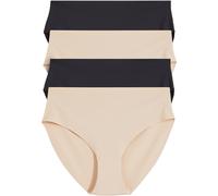 Panty BONPRIX, Damen, Gr. 36/38 (S), 4 Stk., beige (kreidebeige, schwarz), Obermaterial: 85% Polyamid, 15% Elasthan, Unterhosen Panty, klassischer Stil, nahtlose Kanten, aus Polyamid und Elasthan (117