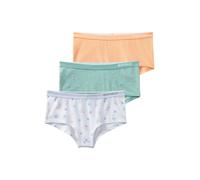 Panty BUFFALO, Mädchen, Gr. 170/176, 3 Stk., weiß (weiß, apricot, mint), Single Jersey, Obermaterial: 92% Baumwolle, 8% Elasthan, bedruckt, unifarben, Unterhosen Panty, Uni und Blümchen-Print in einer
