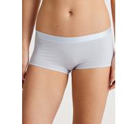 Panty CALIDA "Cate", Damen, Gr. XS (36/38), blau (arctic ice), Single Jersey, Obermaterial: 92% Baumwolle, 8% Elasthan, unifarben, normal, Unterhosen Panty, glänzendes Satin-Detail, elastischer Single