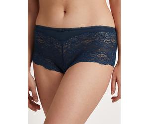 Panty CALIDA "Sensual Secrets", Damen, Gr. L (48/50), blau (peacoat blau), Single Jersey, Obermaterial: 57% Viskose, 38% Baumwolle, 5% Elasthan, unifarben, normal, Unterhosen Panty, mit zarter, leicht