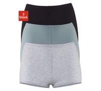 Panty, Damen, Gr. 32/34, blau (blau, schwarz, grau), Obermaterial: 95% Baumwolle, 5% Elasthan, PETITE FLEUR BY LASCANA, unifarben, körpernah, Unterhosen Panty, aus elastischer Baumwoll-Qualität (20605
