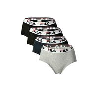FILA Damen Hipster - 4er Pack Slip, Logo-Bund, Cotton Stretch, einfarbig Schwarz/Grau/Marine M