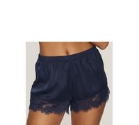 Panty LASCANA "Alana", Damen, Gr. 38, blau (dunkelblau), Spitze, Obermaterial: 75% Seide, 17% Polyamid, 8% Elasthan, Unterhosen Panty, im edlen Shorty-Schnitt mit hohem Seidenanteil (22863814-38) dunk