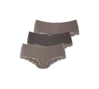 Panty LASCANA, Damen, Gr. 32/34, grau (taupe, uni, gepunktet, gestreift), Jersey, Obermaterial: 95% Baumwolle, 5% Elasthan. Spitze: 87% Polyamid, 13% Elasthan, gepunktet, gestreift, unifarben, körpern