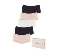 Panty LASCANA, Damen, Gr. 36/38, beige (beige, creme, schwarz), Single Jersey, Obermaterial: 95% Baumwolle, 5% Elasthan, unifarben, körpernah, Unterhosen Panty, aus Baumwolle, mit schöner Aufbewahrung