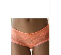 Panty LASCANA, Damen, Gr. 36/38, orange (neon pfirsich), Spitze, Obermaterial: 88% Polyamid, 12% Elasthan, Unterhosen Panty, aus floraler Jacquardspitze (58481229-36) neon pfirsich