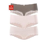 Panty LASCANA, Damen, Gr. 36/38, rosa (rosa, uni, gepunktet, gestreift), Jersey, Obermaterial: 95% Baumwolle, 5% Elasthan. Spitze: 87% Polyamid, 13% Elasthan, gepunktet, gestreift, unifarben, körperna