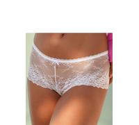 Panty LASCANA, Damen, Gr. 40/42, weiß, Spitze, , Unterhosen Panty, aus dezent transparenter Jacquardspitze mit edlem Perlenaccessoire (98025428-40) weiß