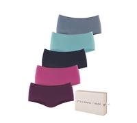 Panty LASCANA, Damen, Gr. 44/46, bunt (aubergine, pink, navy, mint, blau), Single Jersey, Obermaterial: 95% Baumwolle, 5% Elasthan, unifarben, körpernah, Unterhosen Panty, aus Baumwolle, mit schöner A